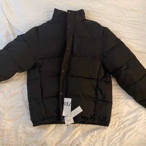 zara black water-repellant technical puffer jacket